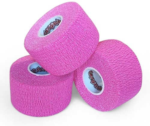 Crossfit Finger Tape - CATGRIPS - 7 m lång - Crossfit-tejp för fingrar, självhäftande och flexibel, sportspadning för WODs, tyngdlyftning, krokgrepptejp (rosa, 3 rullar 3,8 cm)