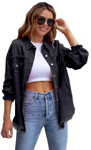 amropi Chaqueta Vaquera para Mujer Blusa Ligero Chaqueta con Bolsillos y Botones Jean Jacket
