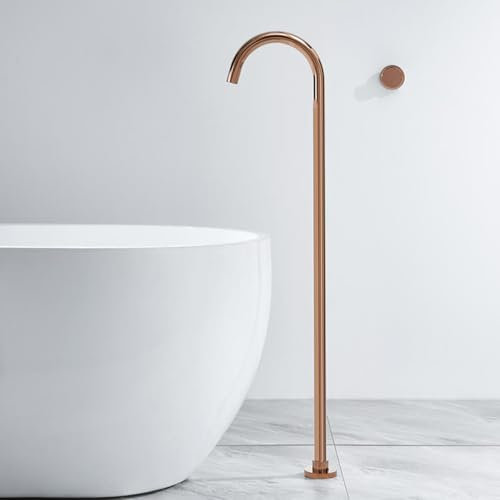 BiaoTeng Grifo de Pie para Bañera Exenta Frío y Caliente Latón Empotrado Monomando Grifo de Suelo para Bañera Oro Rosa