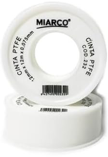 Brightium Cinta de PTFE blanca, 12x12x0,075mm, con tapa y carrete; ideal para sellado de roscas y protección contra fugas.