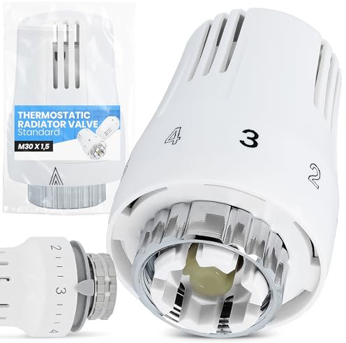 Cabeza Termostática Radiador Regulador Calefacción Válvula Calefacción Termostato Ahorro Energético Hogar Oficina Baño Hotel Apartamento Diseño Moderno Blanco