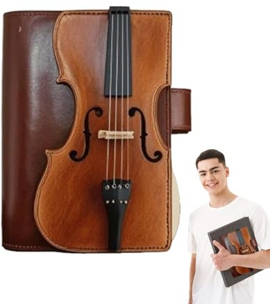 Générique Skolböcker | Daglig dagbok med violindesign, PU-läderdagbok för matlagningsrecept, studie, lärare, studenter, män, kvinnor, dagbokskläder och möten