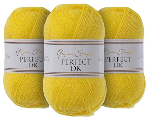 Utopia Crafts DK Double Knitting Yarn 3x 100g (Yellow Corn)