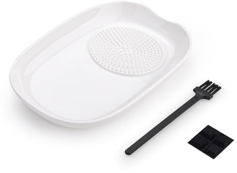 LELE LIFE Ceramic Grater Plate for Garlic and Ginger, Porcelain Garlic Grater Plate Bowl Dish for Grating, Grinding and Dipping (Oval)