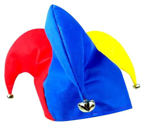 Syglawnd Harlequin Hat, Court Jester Hat, Funny Harlequin Clown with Bells, Uniform Size, Court Jester Costume Accessory for Festival Party