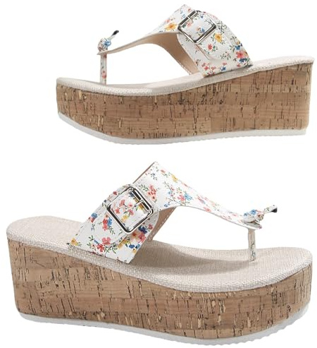 ZTFYKLIN Chanclas Piscina Mujer Pantuflas De Verano Para Mujer, Con Punta Clip, Estampadas, Gruesas, Tacón Cuña, Hebilla Y Pez, Informales Zapatillas Animales (White, 43) Cholas Bequemplus