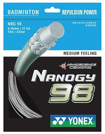 YONEX Nanogy 98 Medium Feeling Badminton String Silver Grey