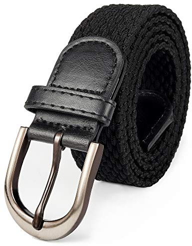 Mile High Life Ceinture Élastique Extensible Tressée Boucle de Ceinture Noire Ovale Mixte(Medium, Noir)
