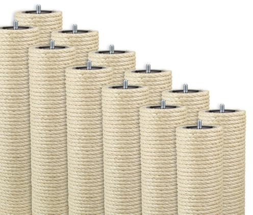 Kratzbaumland Sisalstamm 9 cm Deluxe-Endstamm mit Stehbolzen und 8 mm Sisalseil für Katzen, Länge: 27 cm/Gewinde: 8 mm (M8)