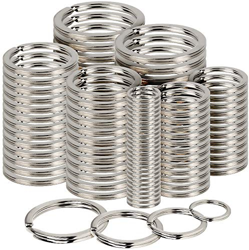 FANDAMEI Schlüsselring, 100 Stücke Schlüsselringe Set Vernickelte Stabile Runde Schlüsselanhänger Ringe mit Ø 15mm/20mm/25mm/32mm für Hausschlüsseln, Autoschlüsseln, DIY