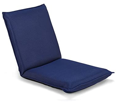 COSTWAY Sedia da Pavimento, con Schienale Regolabile a 6 Livelli, Cuscino da Terra Pighevole Imbottito in Spugna, Sedia Reclinabile per Salotto Camera da Letto Studio Relax Lettura (Blu)