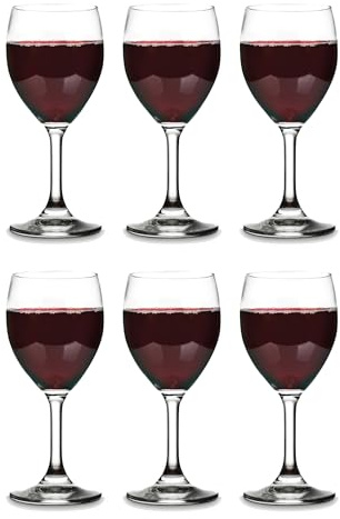 Vikko 8.5 Ounce Small Wine Glasses Set of 6, Fancy Red and White Wine Glass, Durable Stem, Copas De Vino Dishwasher Safe