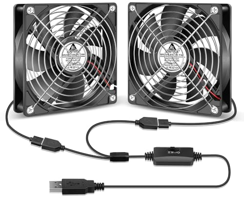 GDSTIME 120mm USB Lüfter Doppel USB PC Ventilator 120mm Mit 3 Einstellbar Geschwindigkeit 5V 120x120 PC lüfter für Computer Laptop Router PS4 Schrank Modem TV Box