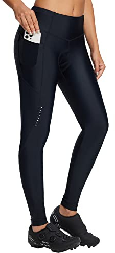 baleaf Women's Bike Pants 4D Padded Cycling Tights High Waisted Bicycle Clothes Pockets Biking Apparel UPF 50+ Black XL