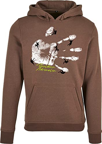 Baddery Kapuzenpullover für Herren : Bouldern Adrenalin - Kletter Kleidung Zubehör - Hoodie Outdoor Ausrüstung - Geschenk Pullover (Brown XL)