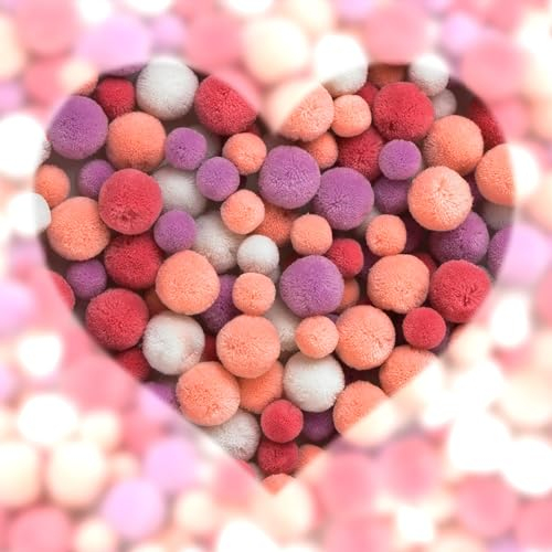 Lulubug Pompons zum Basteln, 100 Stück | 1cm & 2cm, Kaschmiroptik | Hochwertige Farben, verschließbarer Zipper | Bälle zum Basteln für Kinder und Erwachsene, DIY, Nähen | Apricot
