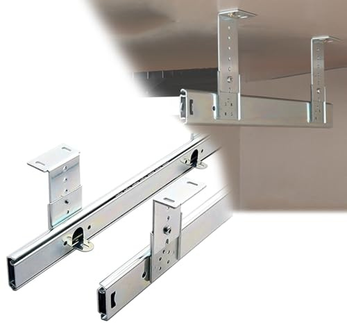 Glissière De Tiroir 300 400mm Rail Coulissant Pour Tiroir/Plateaux À Clavier, 1 Paire, À Fixer Sous Le Bureau, Réglables En Hauteur, Coulisses À Billes Pour Étagères Coulissante