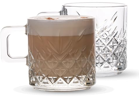 Juego de Tazas de Café y Té de Cristal con Asas (195 cc/6,5 oz)