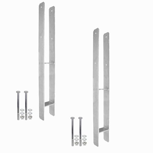 1 Set bestehend aus 2 H-Pfostenträger feuerverzinkt, extra lang, 6 mm / 800 mm für 90 mm Pfosten, inkl. Befestigungsset
