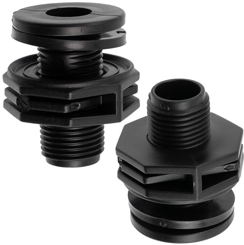 AERZETIX - C74996 - Lot de 2 Raccords connecteurs de réservoir d'eau - 1/2'' filetage externe - avec joint en caoutchouc - pression 10 bars - cuve tonneau de pluie arrosage - en polypropylène