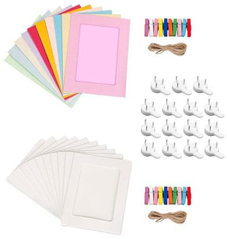 2 set di cornici in carta, 15 chiodi senza traccia, cornice portafoto con clip, foto da parete, decorativa