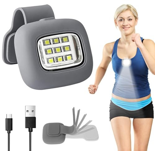 LOMUG LED Clip Lampe, Lauflicht Taschenlampe, Stark Magnet Clip Licht USB Wiederaufladbar Stirnlampe Kopflampe Wasserdicht Joggen Lampe Lauflicht zum Laufen Wandern für Herren Damen Kinder