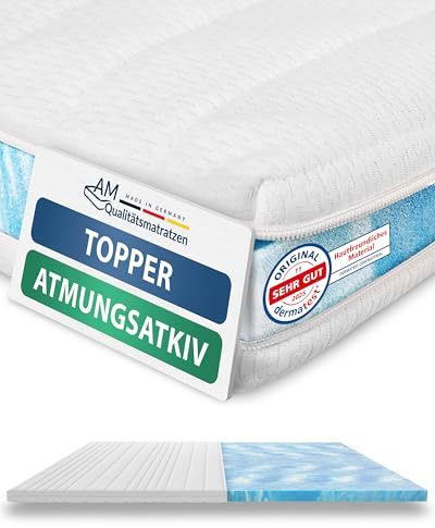 AM Qualitätsmatratzen Premium Topper 140x200cm weich - Made in Germany - Oeko TEX zertifizierter Matratzen Topper H1 - Anpassungsfähige & Weiche Matratzenauflage 140x200 mit waschbarem Bezug