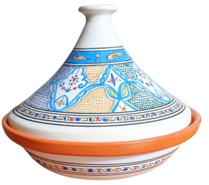 Tajine gemustert grün/weiß, schlanker Deckel - 30 cm