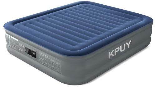 KPUY Luftbett 2 Personen, Aufblasbare Matratze mit Integrierter Pumpe, Luftmatratze Selbstaufblasend/Abblasend In 3 Minuten, Aufblasbares Bett für Camping & Heimgebrauch, Gästebett, 203x152x46cm, Grau