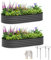 Outsunny Set of 2 Raised Beds for Garden, Outdoor Galvanised Planter Box with Plant Support Stakes, Rubber Strap Edging and Bottomless for Flower, Vegetable, 181 x 93 x 30 cm, Dark Grey