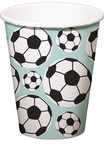 Folat Bleu Vert Gobelets-Fantastic Football-250 ml-8 pièces-Décoration d'anniversaire, Fournitures de Fête sur le Thème du Football pour enfants garçons et filles, 27567