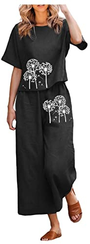 Sportdräkter för dam lös lättviktig plus storlek skjorta byxor sommar lediga byxor eleganta kurviga gymdräkter gym sommardräkter korta ärmar bekväm jogging hemmakläder, Svart, 4XL