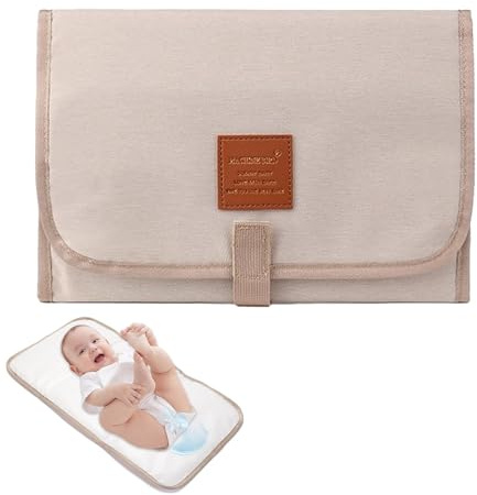 Changing Mat Portable, Waterproof Foldable Baby Changer Pads, Travel Changing Mat for Parents, Ivory White, 58.5cm x 30.5cm, Lightweight and Compact Design for Travel, Home, and Outdoor Use