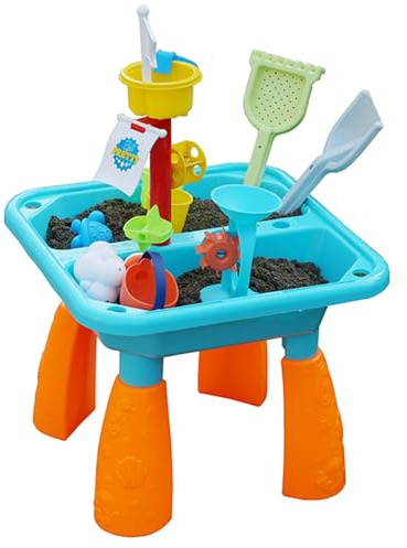 Gr8 Garden Sand Pit and Water Table Outdoor Garden Summer Beach Childrens Kids Toy Activity Play Set With Watering Can Spade Rake Moulds Accessories