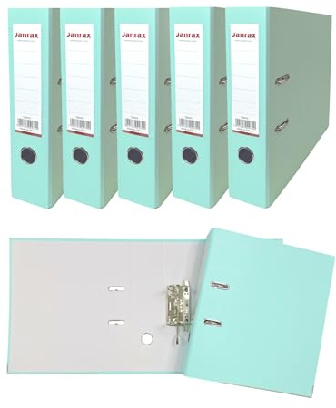 Pack of 5 A4 Pastel Green Paperbacked Lever Arch Files by Janrax
