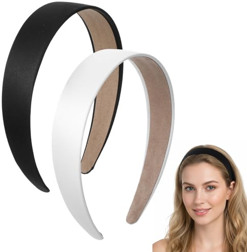 DOPENSPI 2 Pack Satin Haarreifen für Damen, 3 cm breit Rutschfest Haarband