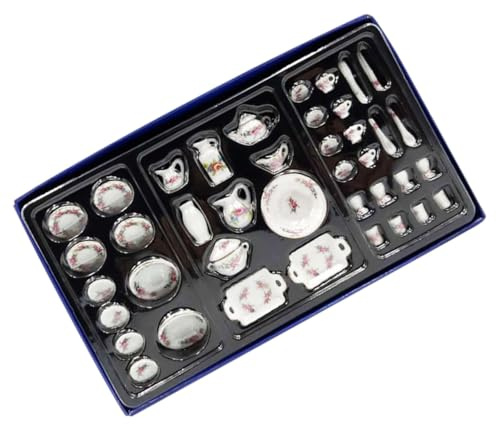 LALADEFIEE Mini Vajilla de Cerámica en Miniatura 1/12 Set de Utensilios de Cocina Mini para Manualidades y Decoración Modelo Realista para Casa de Muñecas y Escenas Creativas