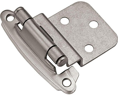 Hickory Hardware P243-SN Variable Overlay 3/8 Inch Inset - Easy Installation - Traditional Cabinet with 170° Opening Self-Closing Surface Mount Face Frame Hinge - Satin Nickel Finish 1 Set of Pair