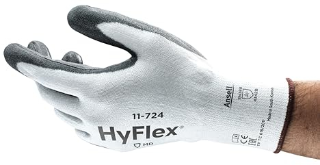 Ansell HyFlex 11-724 Schnittschutz-Handschuhe, Mechanikschutz, Weiß, Größe 10 (12 Paar pro Beutel)