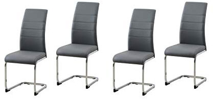 HTI living Schwingstuhl SallyC PU Grau Freischwinger Esszimmerstuhl Kunstleder 4-teilig