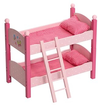 Bayer Chic 2000® Lettino per bambole a castello matrimoniale, Papilio rosa, letto a soppalco per bambole con scala e biancheria da letto, per bambole fino a 48 cm, accessori per bambole, letto in