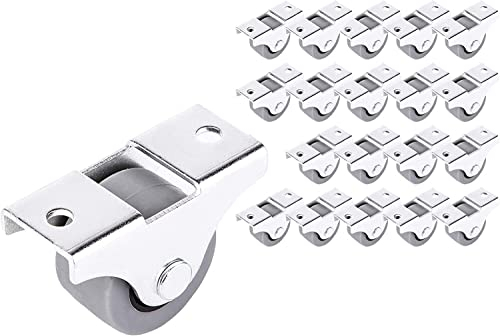 SKIR'CO Paquete de 20 ruedas pequeñas de 25 mm para muebles, ruedas de goma, no giratorias, ruedas fijas, dirección unidireccional (20)