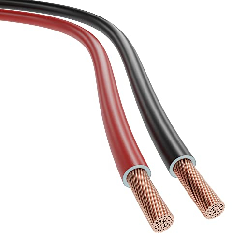 KabelDirekt – Cable FLRY, cable de vehículo, cableado de automóvil – juego de dos rojo/negro con aislamiento, 2 × 2,5 mm² – 10m (para red de a bordo, iluminación, caravana/casa móvil, motocicleta)