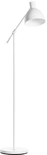 HOMCOM Lámpara de Pie Industrial Casquillo E27 Máx. 40W Lámpara de Lectura de Pie con Brazo Oscilante Altura Ajustable Pantalla Giratorio 90° para Salón Dormitorio Oficina Ø30x131-155 cm Blanco