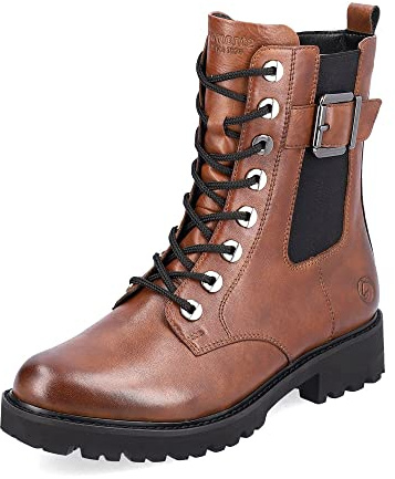 Remonte Donna Stivaletti D8668, Signora Stivali da Biker,Soletta Removibile,Boots,Stivaletto,Stivale da Motociclista,Piatto,Braun,36 EU / 3.5 UK