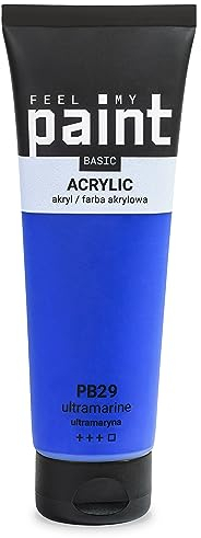 FeelMyPaint Acrylfarbe Ultramarin, PB29 120 ml. Hochpigmentierte Farbe zum Malen auf Leinwand, Papier, Stoff, Holz, Glas, Keramik, Metall, Stein.
