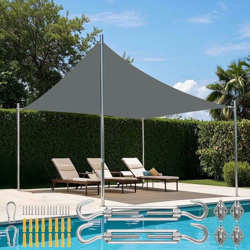 NAKIHOUSE Sonnensegel Wasserdicht mit Befestigungs Kit, 4 x 6 m UV Schutz Sonnenschutz Segel für Garten, Balkon & Terrasse (Grau)