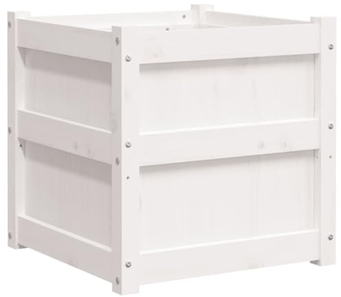 vidaXL Odlingslåda vit 50x50x50 cm massiv furu, hög odlingslåda, odlingskruka, blomkrukor, höga odlingslådor, odlingskrukor, blomkruka, utomhuskruka