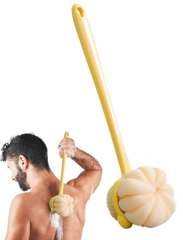 Spazzola Schiena Doccia, Spazzola Manico Lungo, Spazzole Per Doccia Regolabili Testina 2 Lati, Spazzola Per Il Corpo 2 In 1 Con Spugna Per Doccia Per Uomini Donne Anziani, Giallo