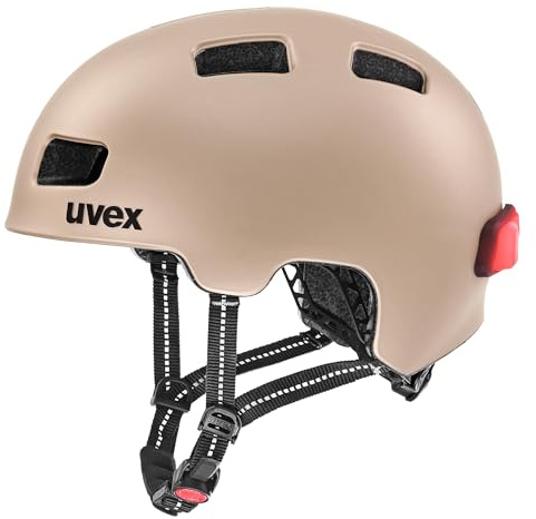 uvex City 4 - Leichter City-Helm für Damen und Herren - individuelle Größenanpassung - inkl. LED-Licht - Soft Gold matt - 55-58 cm
